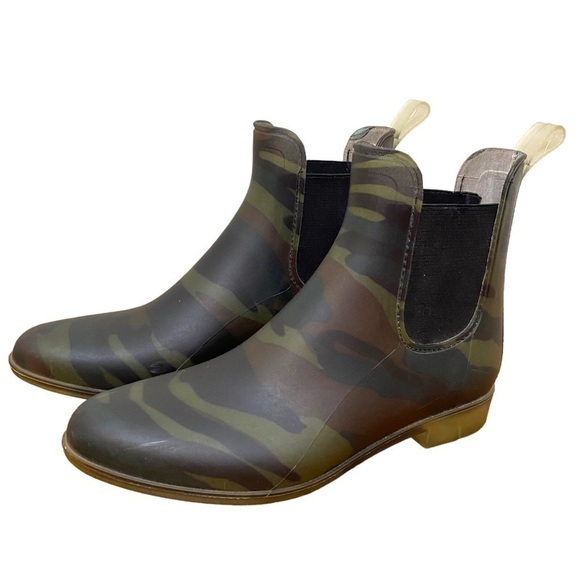 J. Crew Womens Camo Chelsea Rubber Boot- Ankle Rain Boots - Picture 2 of 8